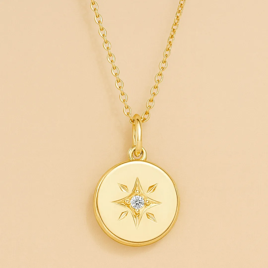 Collier ASTRAE – Moissanite & Argent 925 plaqué or 14K