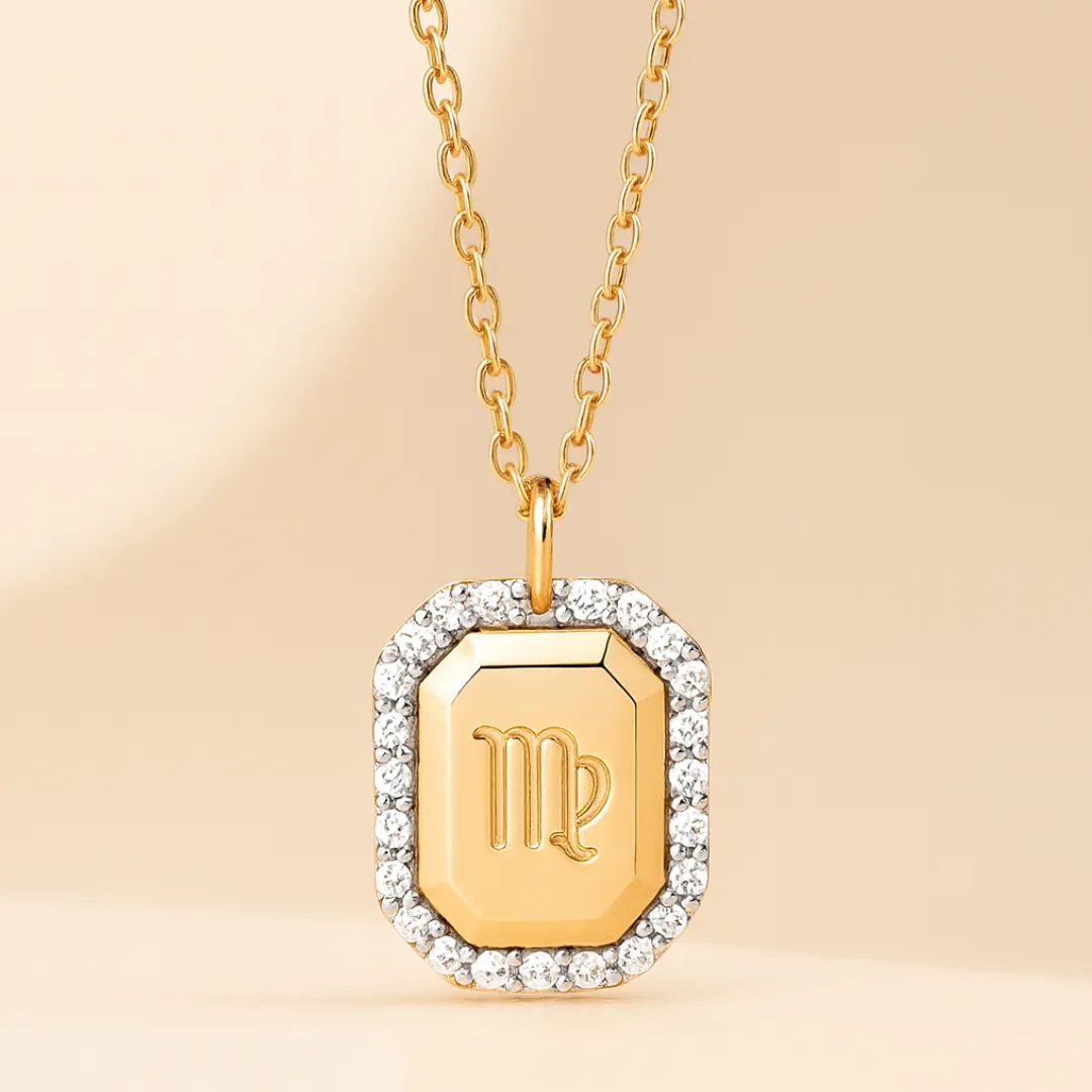 Collier ZODIAQUE MOOD – Pendentif zodiaque en argent 925 plaqué or 18K & contour zircone étincelante