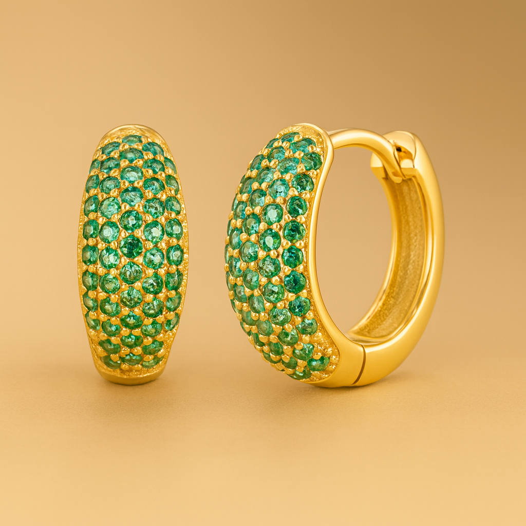 Boucles d’oreilles ULTIME PALACE – Argent 925 doré à l’or fin & Zircones vertes scintillantes