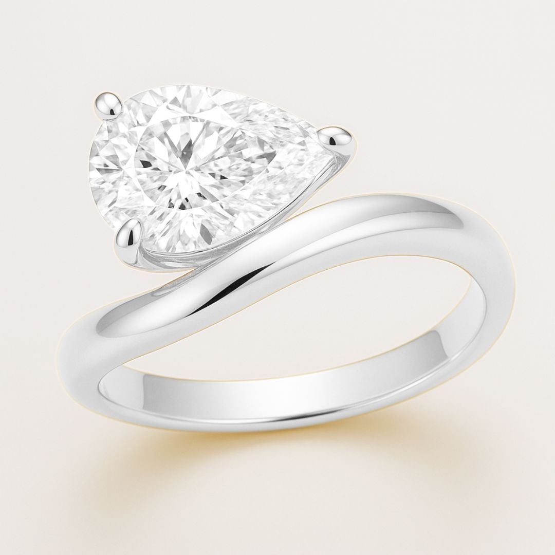 Bague VICTOIRE – Goutte d’Eau 7×11 mm | Moissanite 3CT ou Zircone 2CT | Argent 925 & Or 18K