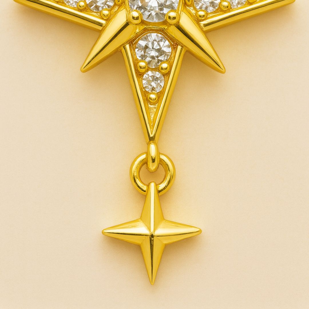 Collier ROXANE – Argent 925 Doré à l’Or Fin | Étoile Scintillante & Zircones