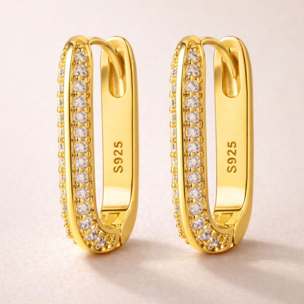 Boucles d’oreilles créoles GOLD ERA– Argent 925 & zircones scintillantes | Maison Aureus