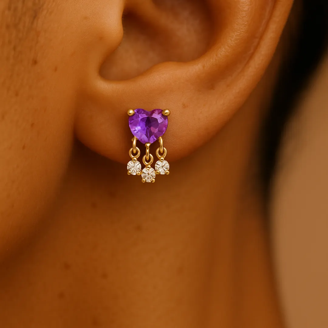 PIERCING SPECTRAL – Argent 925 & Plaqué or 18K Zircones améthyste scintillantes