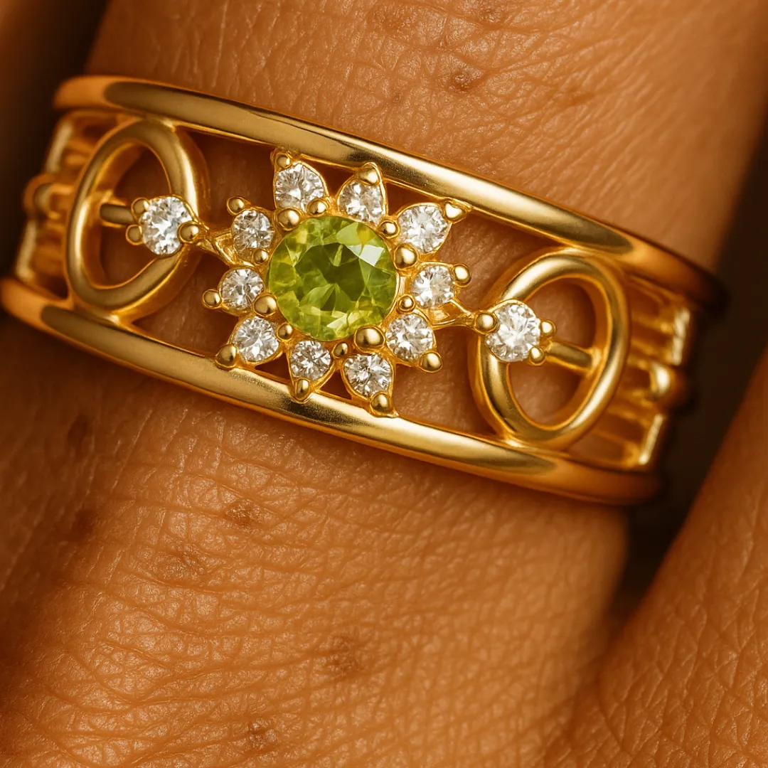 Bague SOLEA – Argent 925, Plaqué Or 14K - Péridot & zircone