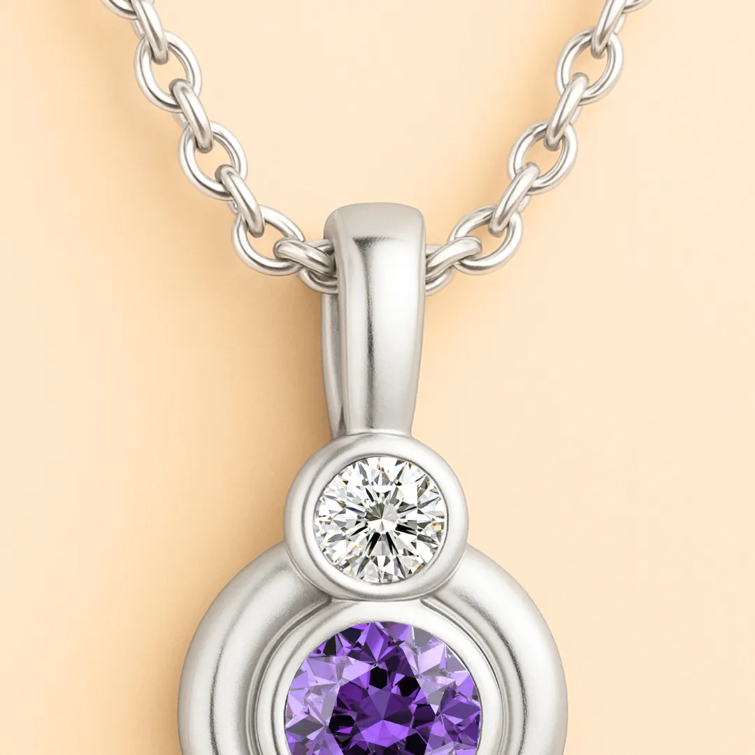 Collier EONIA – Argent 925 plaqué or 18K & pendentif rond en zircone