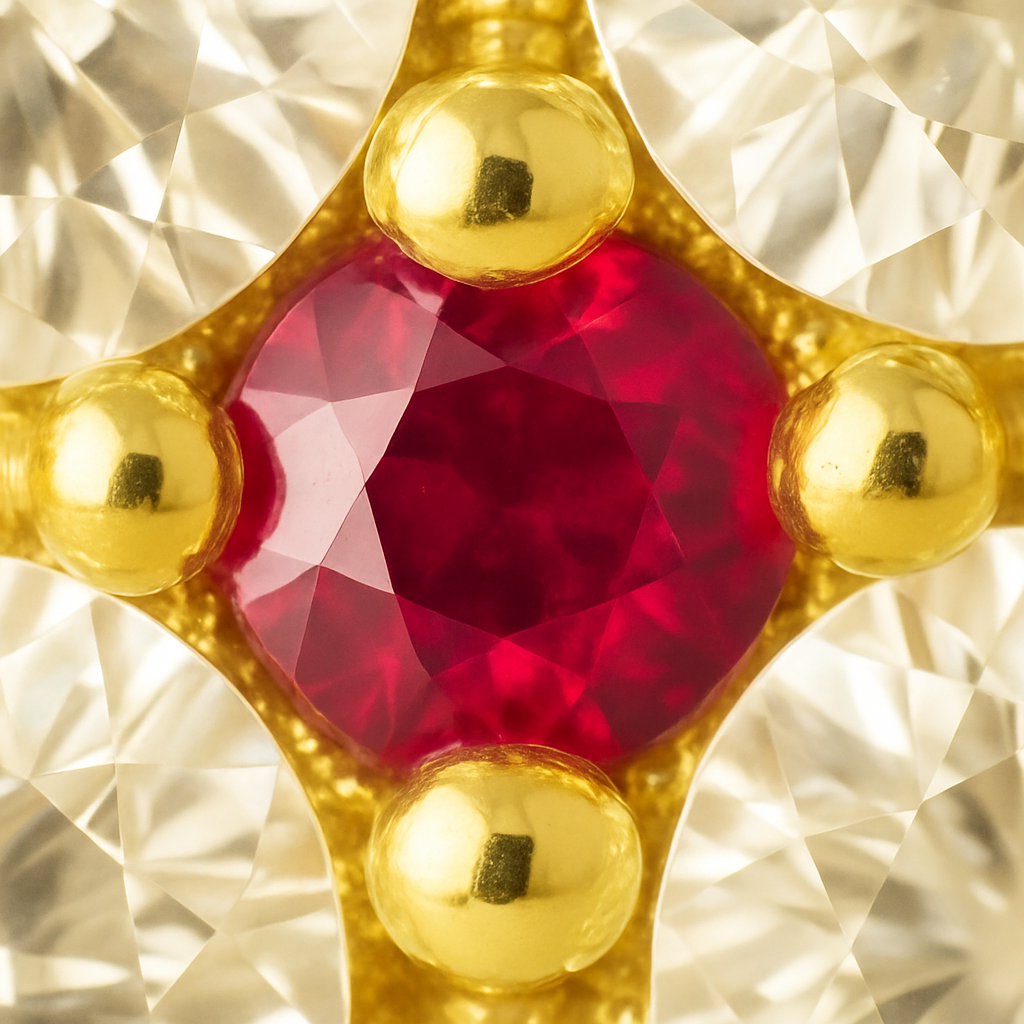 Boucles d’oreilles RUBY BLOOM – Argent 925, Or 14K & Rubis de synthèse