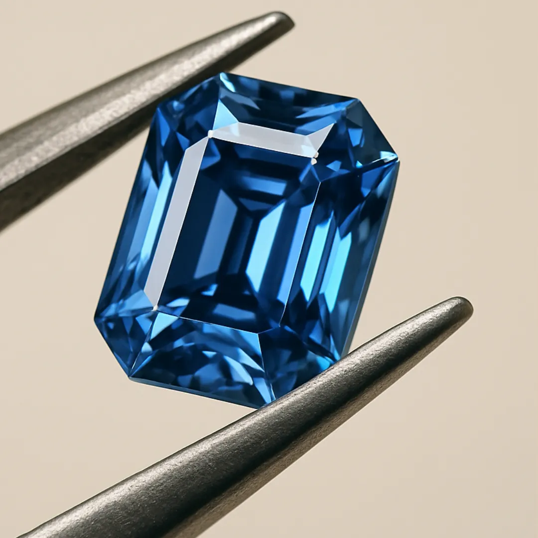 Bague DEEP BLUE – Argent 925 plaqué or 18K, saphir de synthèse & zircone gemme 