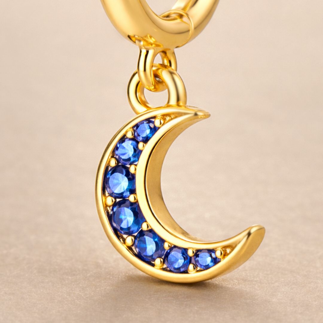 Boucles d’oreilles ARIELLE MINIMAL – Argent 925 à l’or fin & zircones bleues | Maison Aureus