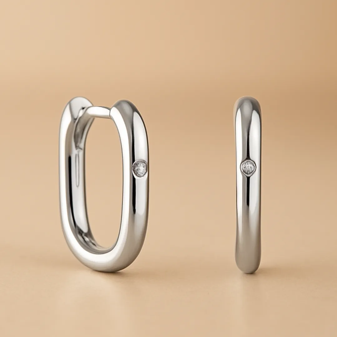 Boucles d’oreilles MINIMAL GLOW – Argent 925 doré à l’or fin ou argent & Zircon