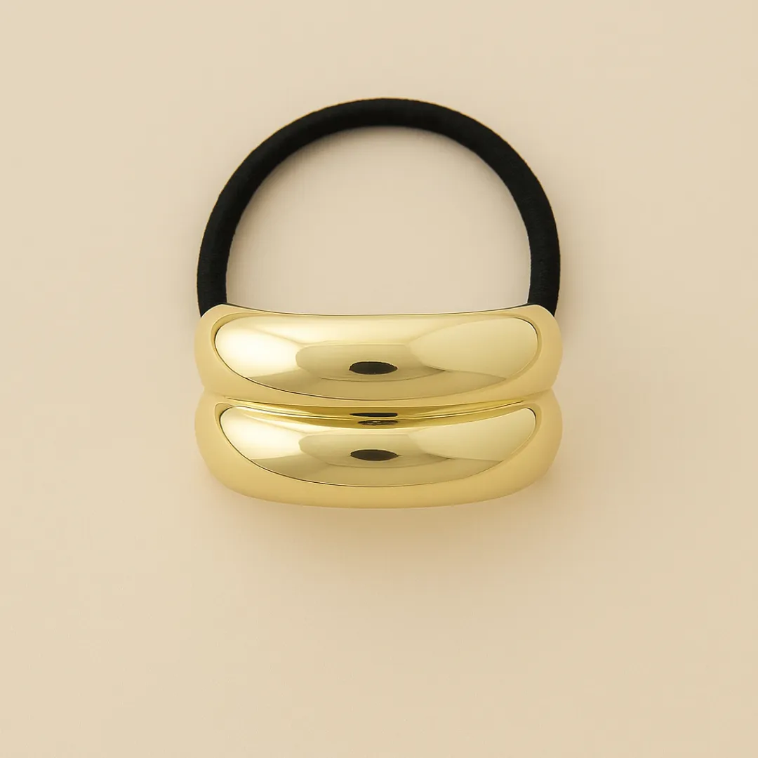 Élastique DUO JADE – Attache cheveux dorée ou argentée effet bijou vintage