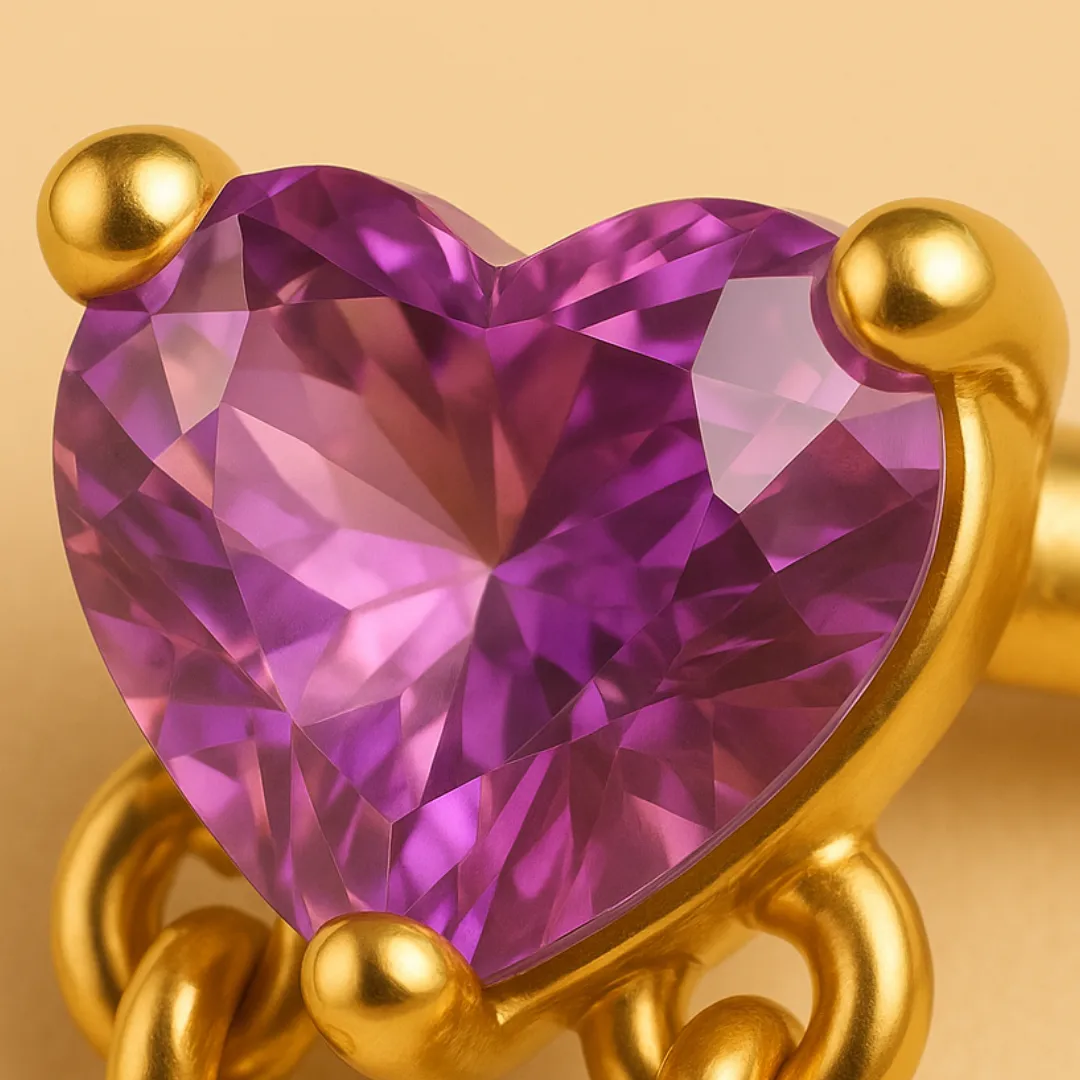 PIERCING SPECTRAL – Argent 925 & Plaqué or 18K Zircones améthyste scintillantes