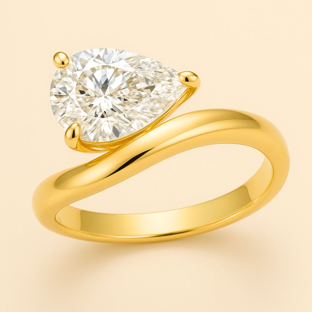 Bague VICTOIRE – Goutte d’Eau 7×11 mm | Moissanite 3CT ou Zircone 2CT | Argent 925 & Or 18K