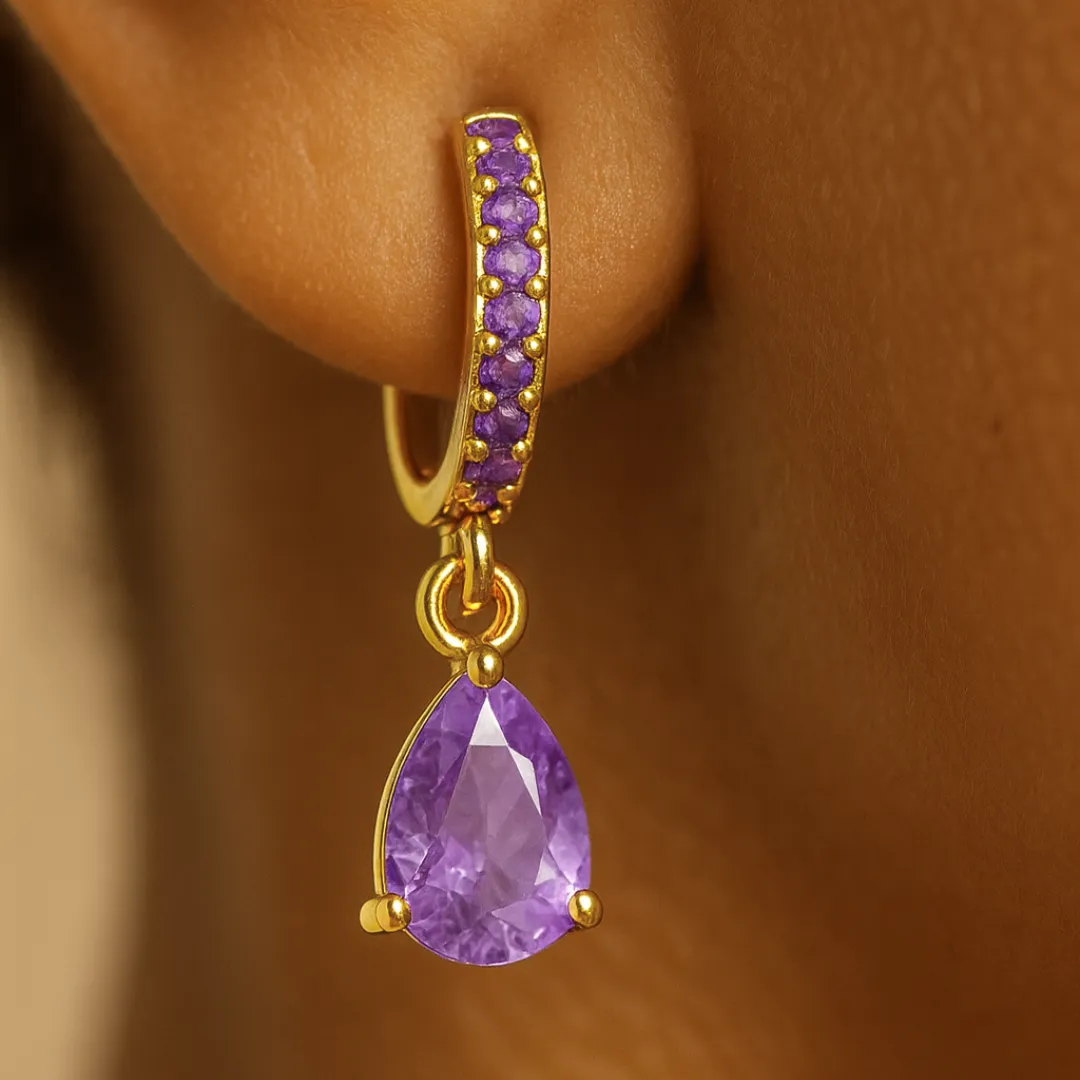 Boucle d’oreille HEART – Goutte zircone | Acier inoxydable doré à l’or fin