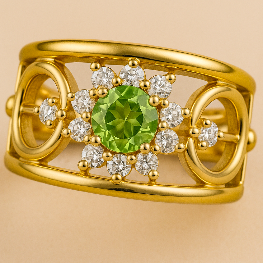 Bague SOLEA – Argent 925, Plaqué Or 14K - Péridot & zircone