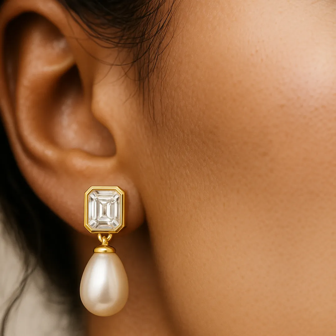 Boucles d’oreilles MERMAID PEARL perle naturelle - Argent 925, Or 14K, Zircone