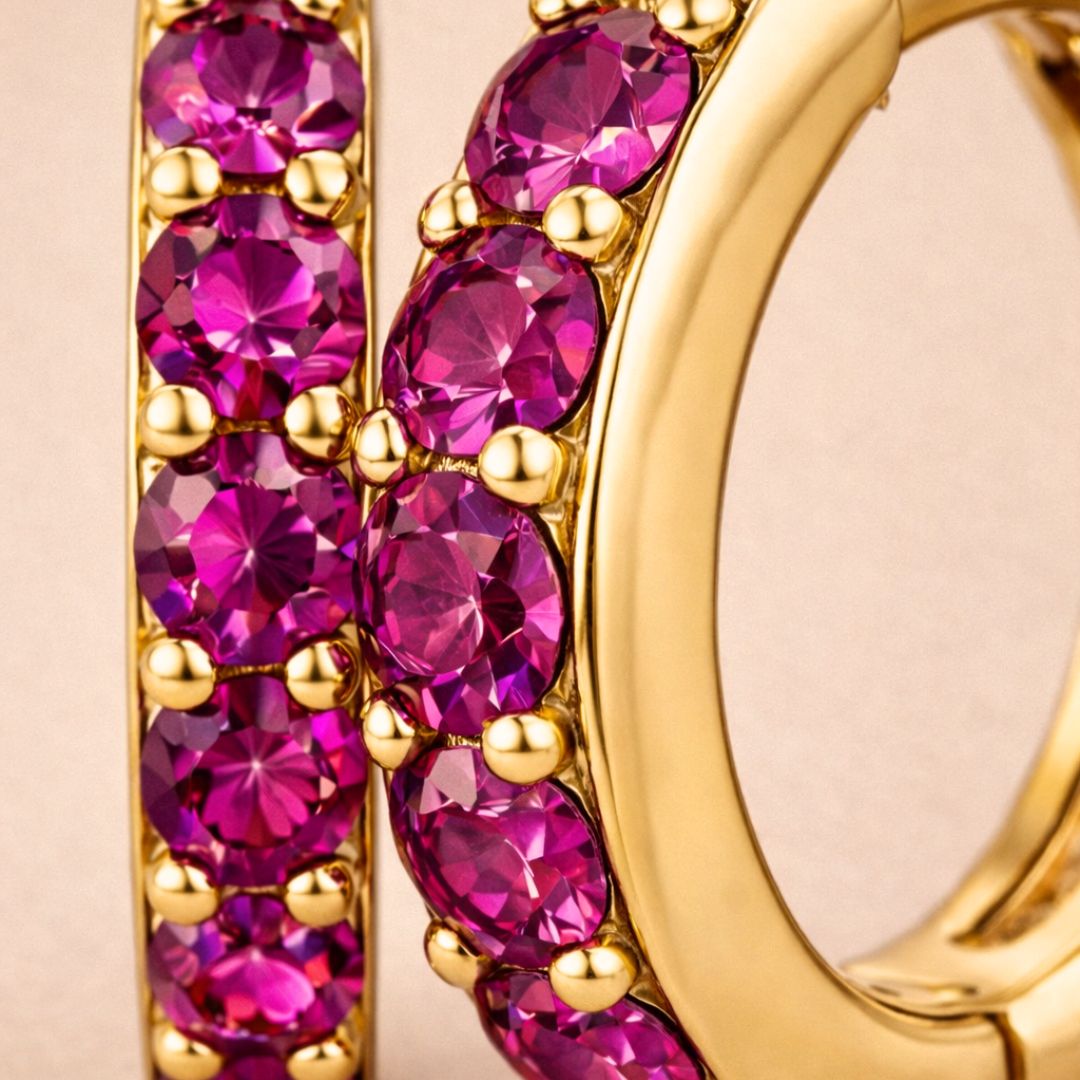 Boucles d’oreilles BURN ME – Plaqué or 18K ou argent 925 & zircone rubis | Maison Aureus