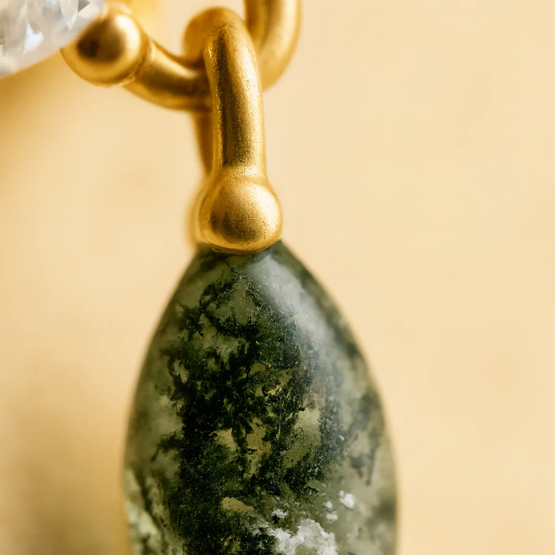 Piercing ESSENTIEL STONE – Argent 925 plaqué or 18K, Zircone & Agate mousse naturelle