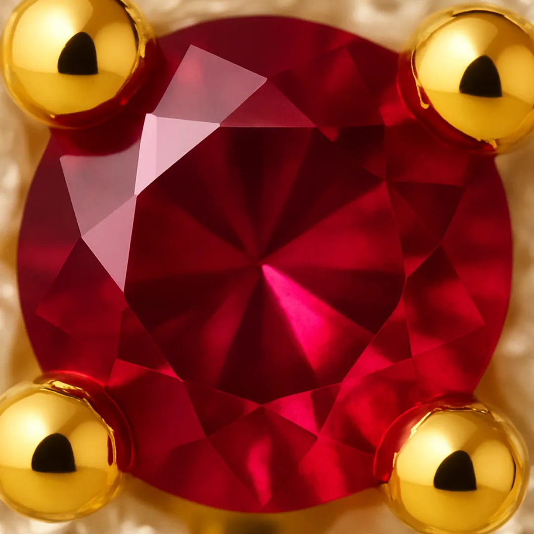 Boucles d’oreilles RUBY BLOOM – Argent 925, Or 14K & Rubis de synthèse