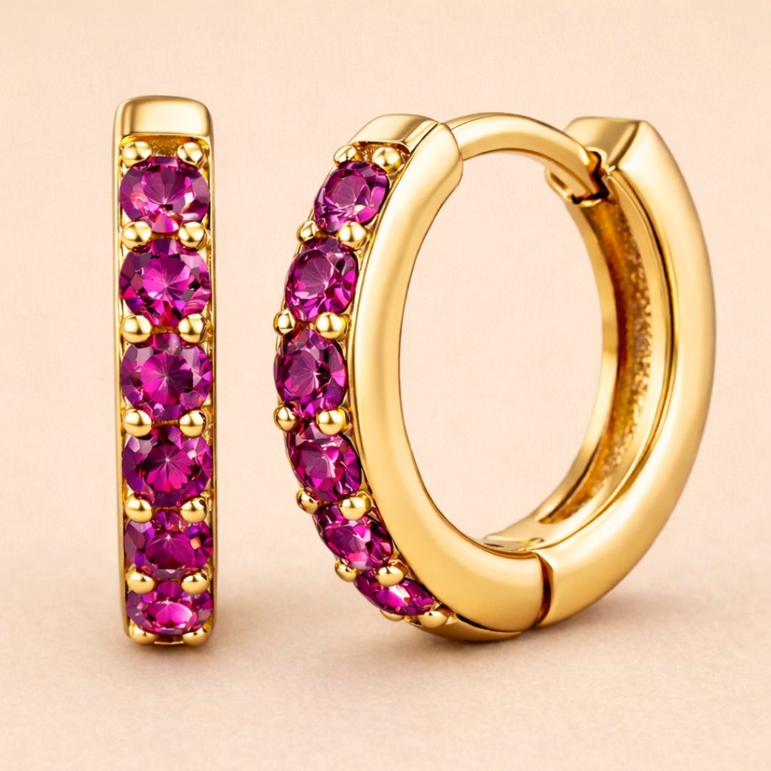 Boucles d’oreilles BURN ME – Plaqué or 18K ou argent 925 & zircone rubis | Maison Aureus