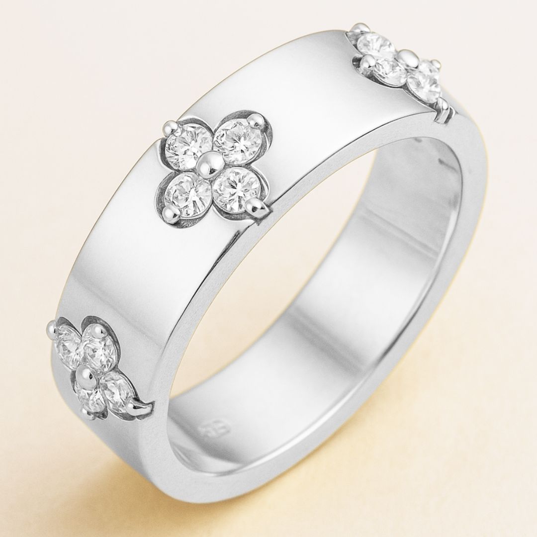 Bague CAMELIA FOREVER – Argent 925 & Moissanite D VVS1 | Disponible en Or & Argent