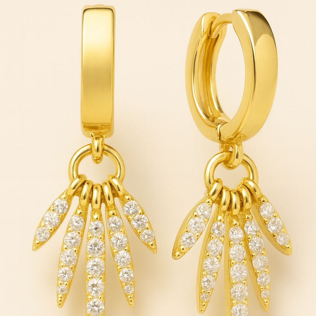 Boucles d’oreilles CARPO – Créoles soleil en argent 925 plaqué or 18K, zircone luxe