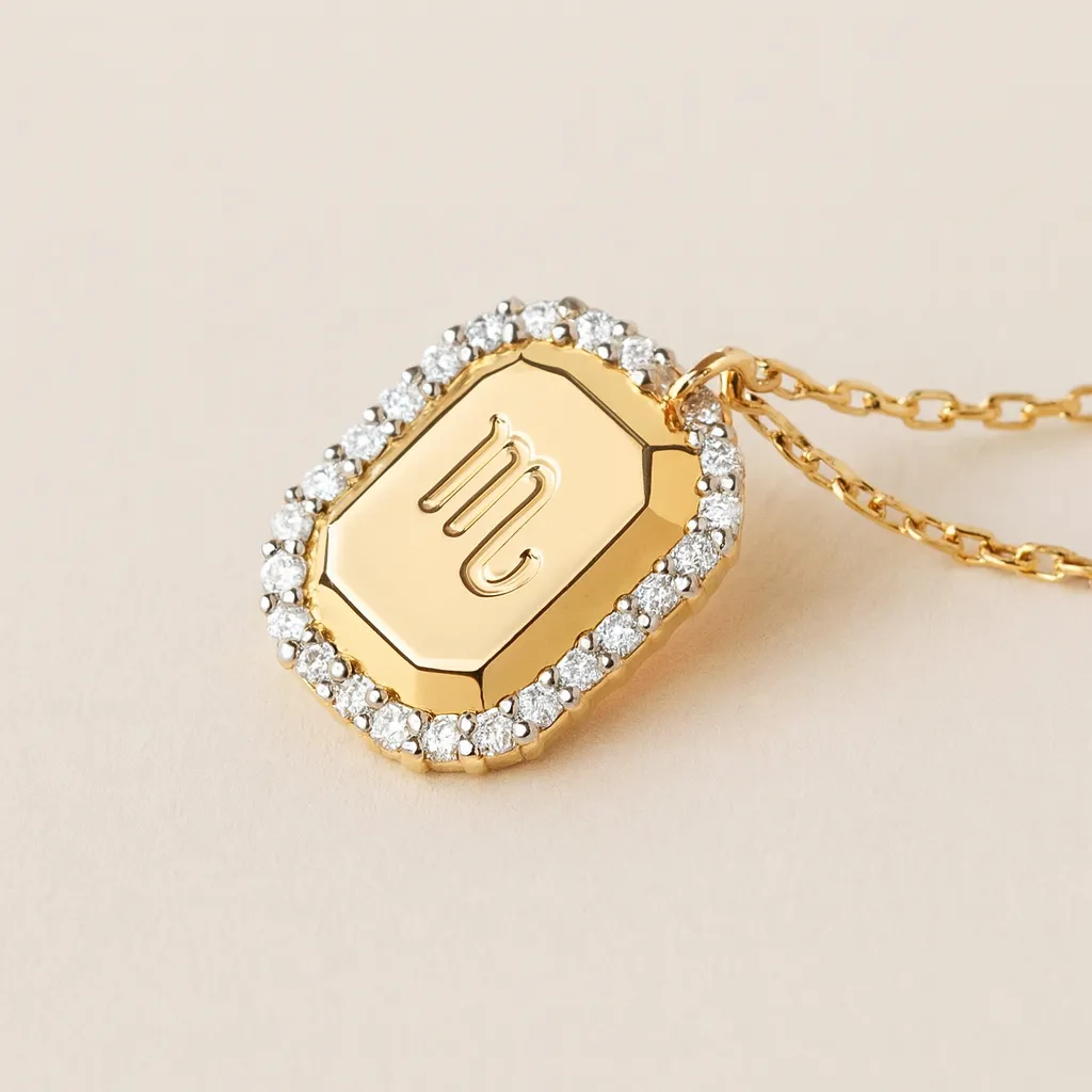 Collier ZODIAQUE MOOD – Pendentif zodiaque en argent 925 plaqué or 18K & contour zircone étincelante