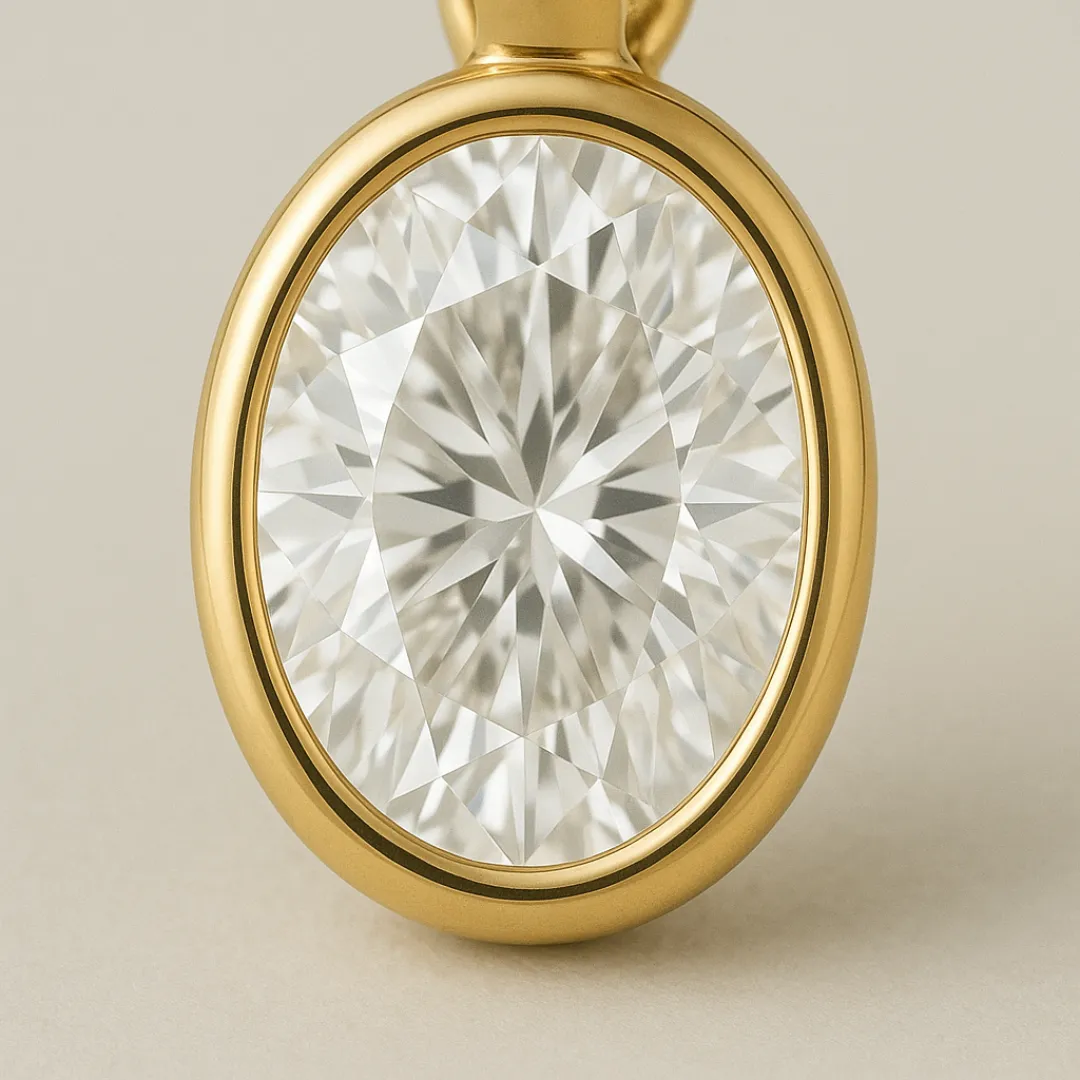 Collier VICTORIA – Pendentif ovale en cristaux multicolores & acier inoxydable doré à l’or fin 18K