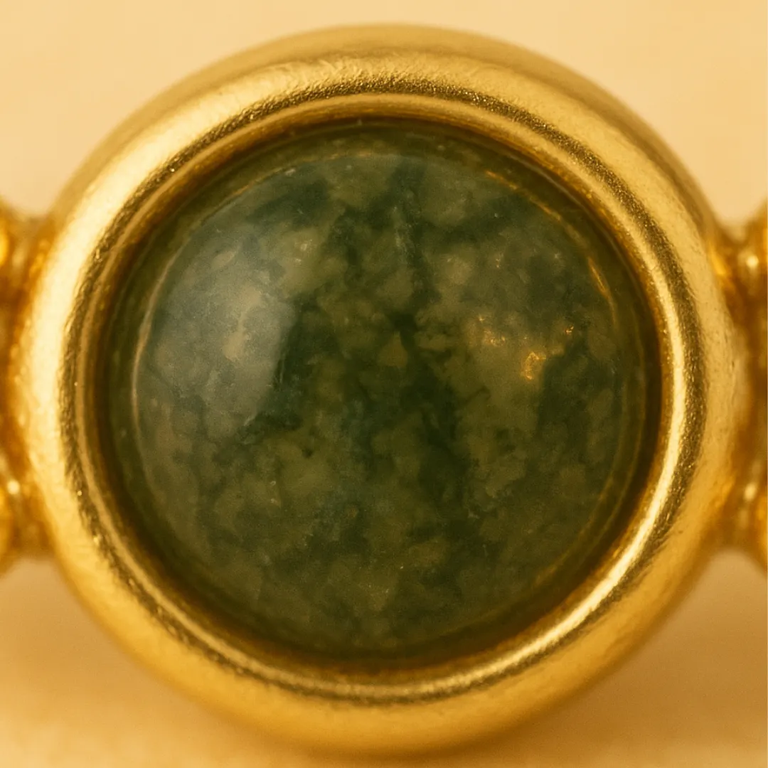 Piercing SILVA – Argent 925 plaqué or 18K & Agate mousse naturelle