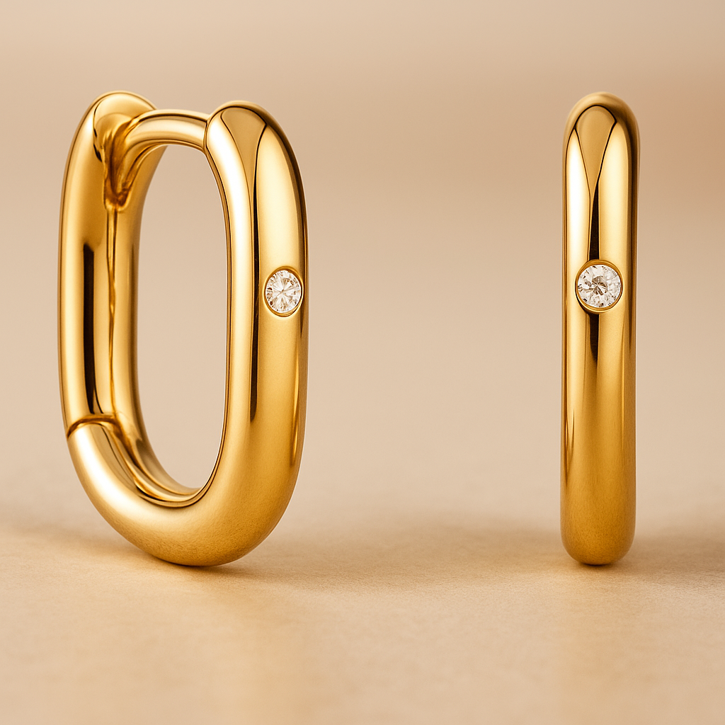 Boucles d’oreilles MINIMAL GLOW – Argent 925 doré à l’or fin ou argent & Zircon