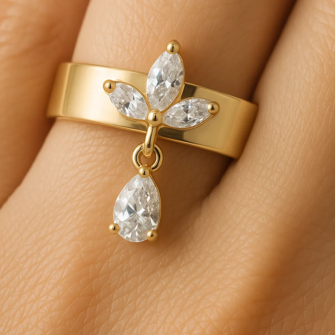 Bague AURÉLIA AERA – Bague ajustable en argent 925 plaqué or 18K, ornée de zircones scintillantes – Maison Aureus