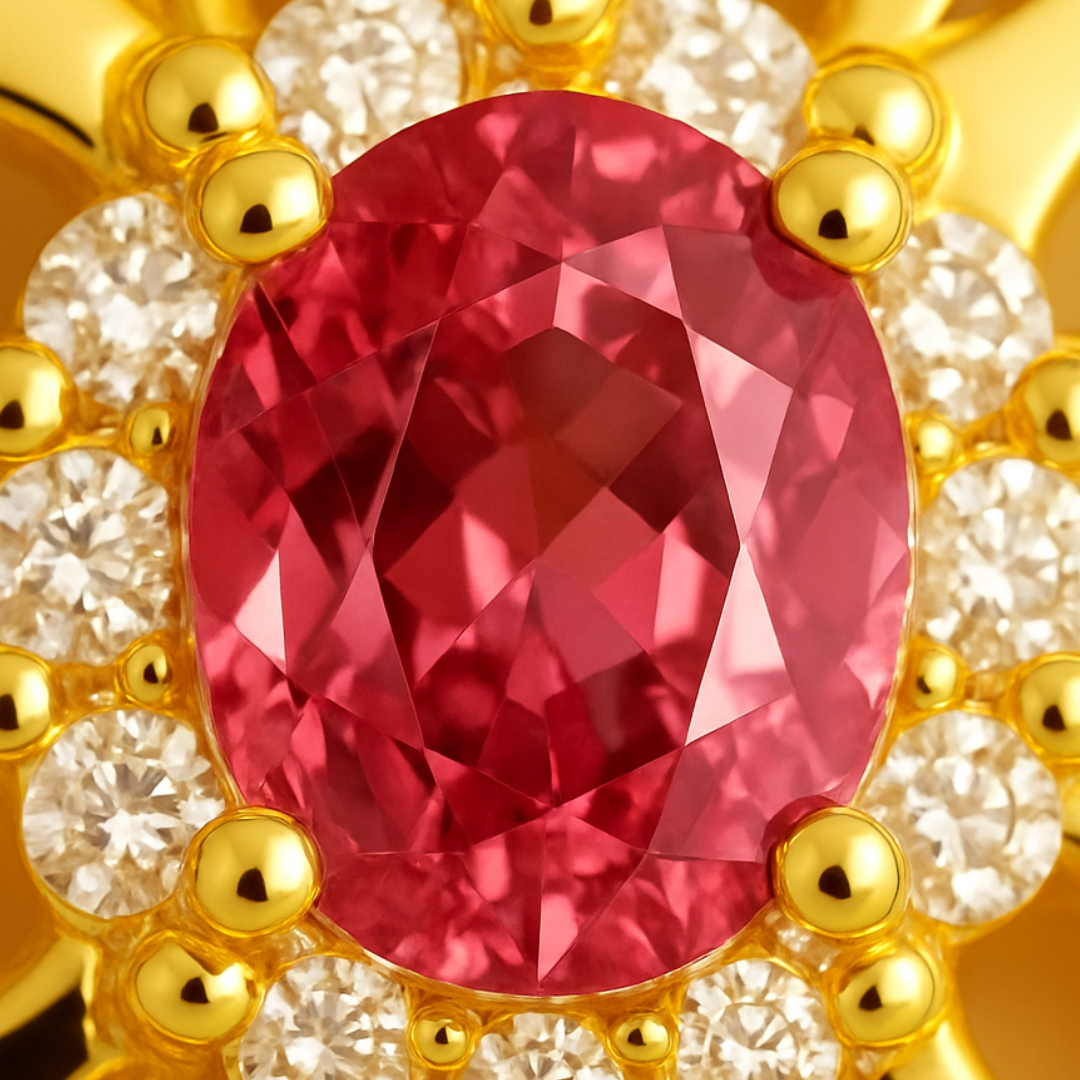 Collier ESMERALDA – Pendentif flocon vintage en argent doré a lor fin, orné d’une zircone rose et de cristaux scintillants blanc