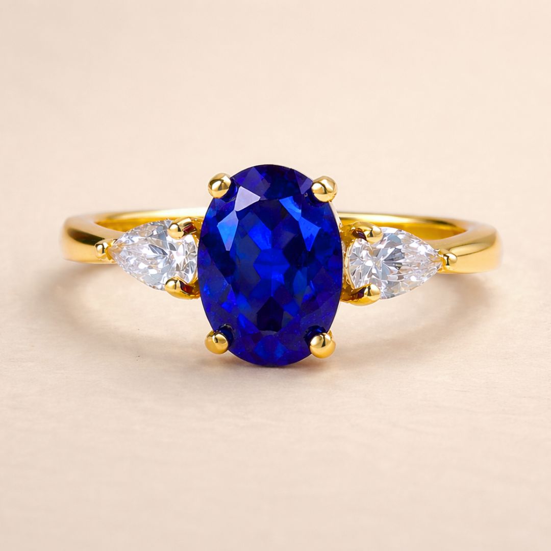 Bague BLUE PROMESSE – Argent 925 plaqué or 18K ou argent & zircones éclatantes | Maison Aureus