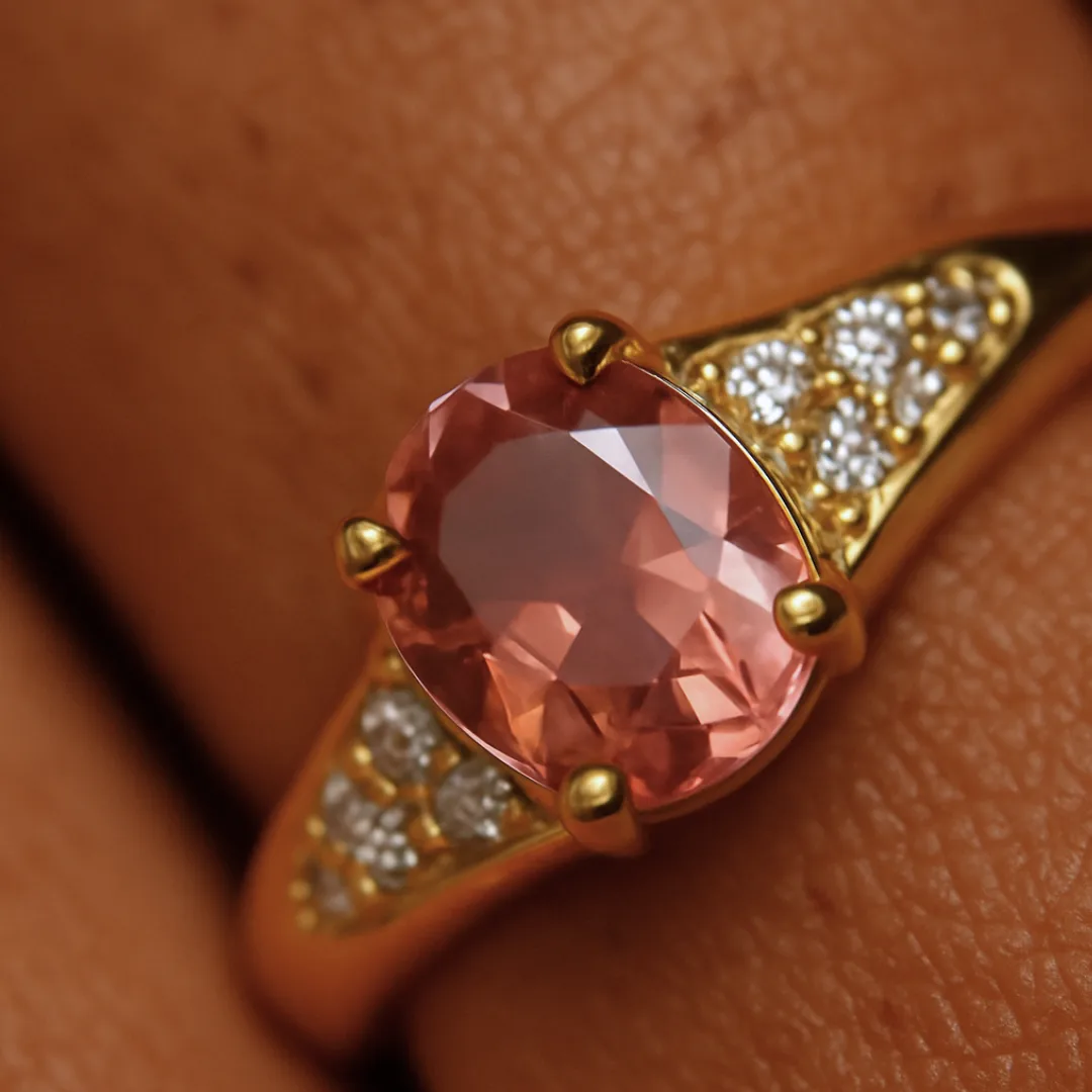 Bague JUANA – Argent 925 doré & Diaspore créée changeante