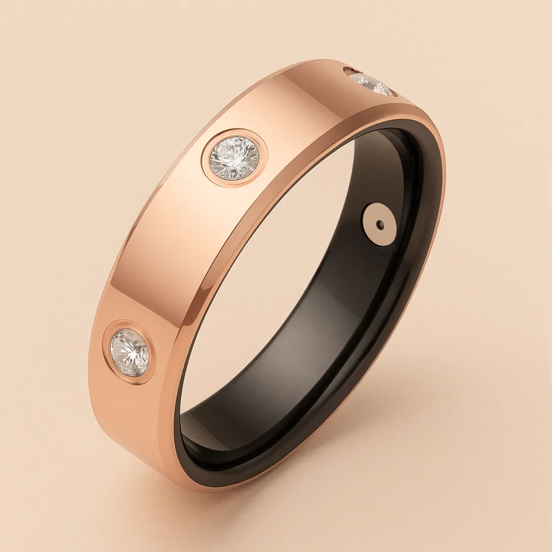 Bague connectée VITALYS – Acier inoxydable or rose ou argent