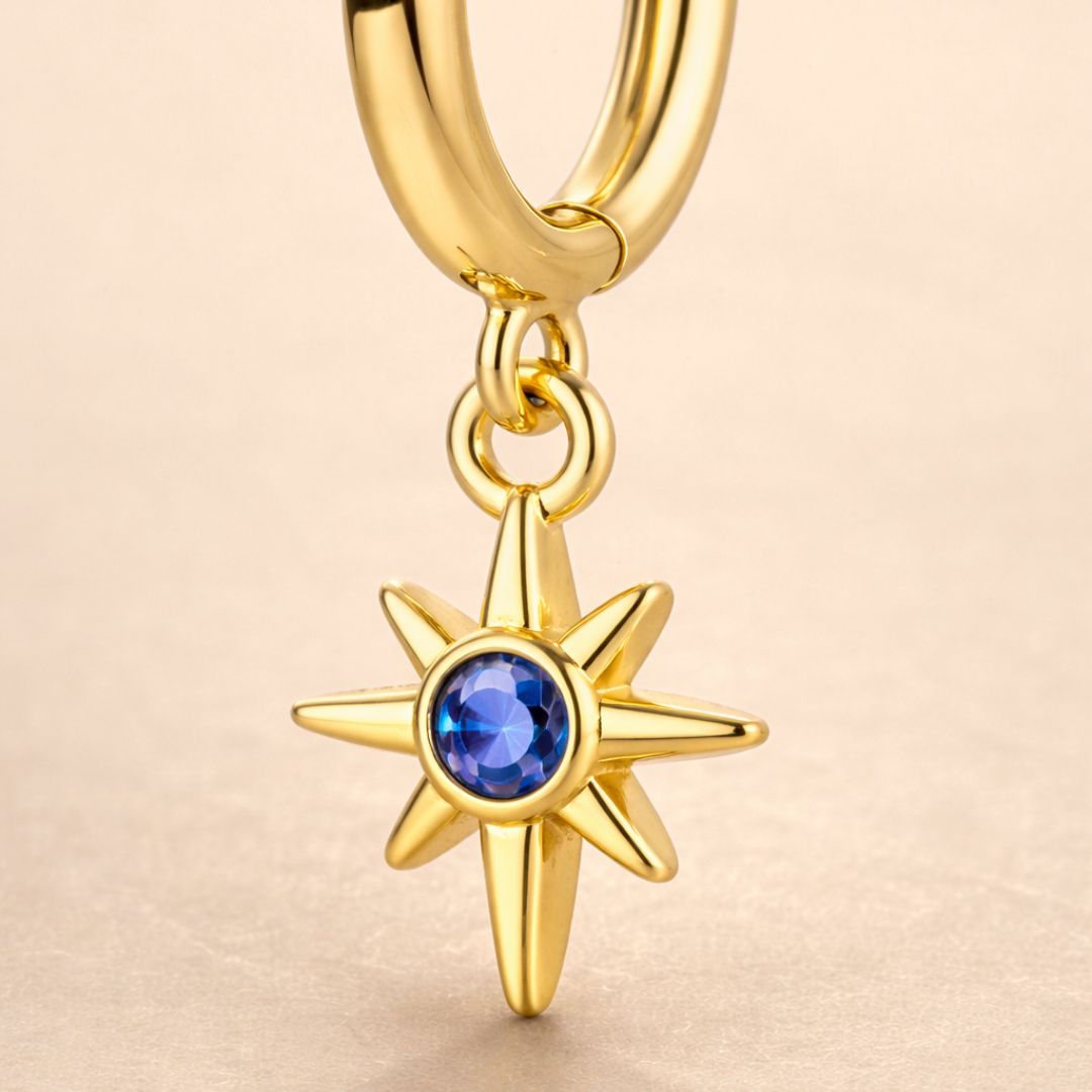 Boucles d’oreilles ARIELLE MINIMAL – Argent 925 à l’or fin & zircones bleues | Maison Aureus