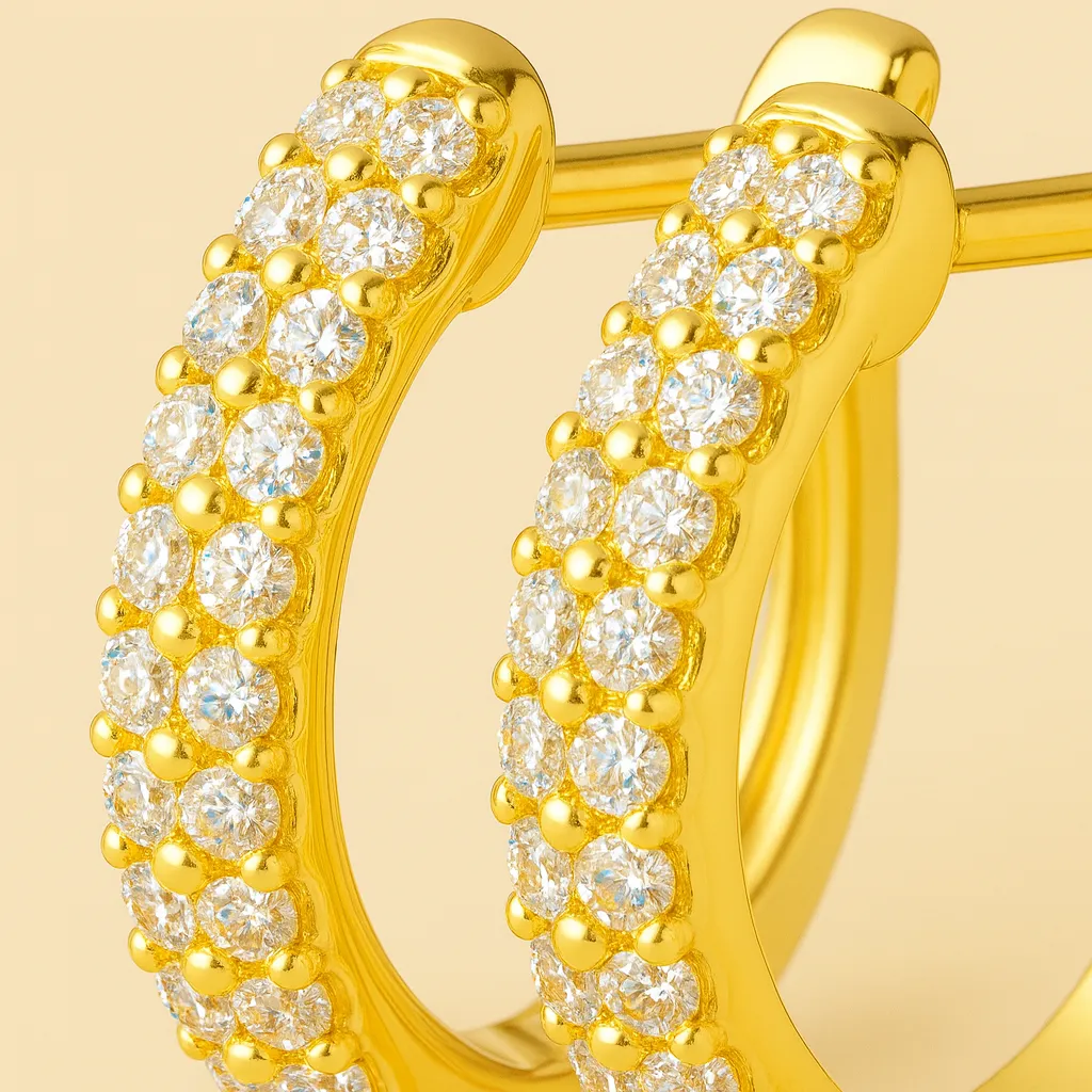 Boucles d'oreilles ORÉADE – Créoles en Moissanite D • Argent 925 Plaqué Or 18K/Rose/Argent