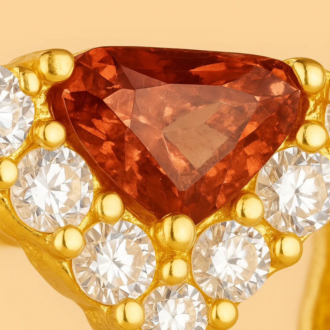 Piercing FLAMENCO – Argent 925 Plaqué Or 18K & Grenat Rouge Éclatant