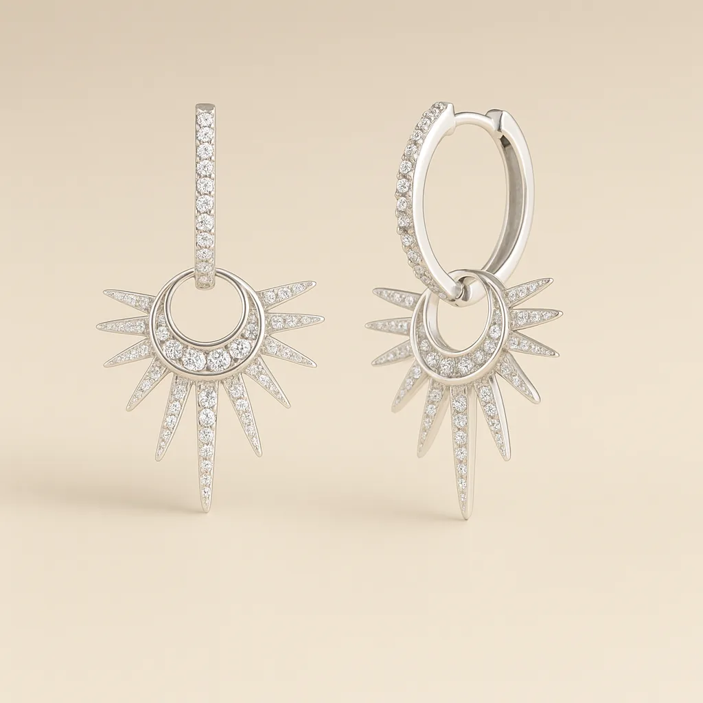 Boucles d'oreilles SOLARIA AURUM — Créoles Soleil en Argent 925, Plaqué Or 18K & Zircone Exquise