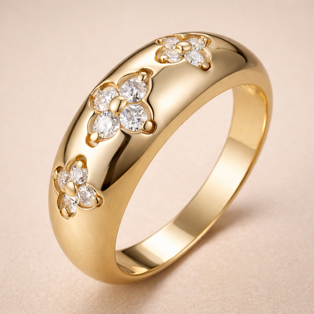 Bague MARITSA – Argent 925 plaqué or 18K & Moissanites scintillantes