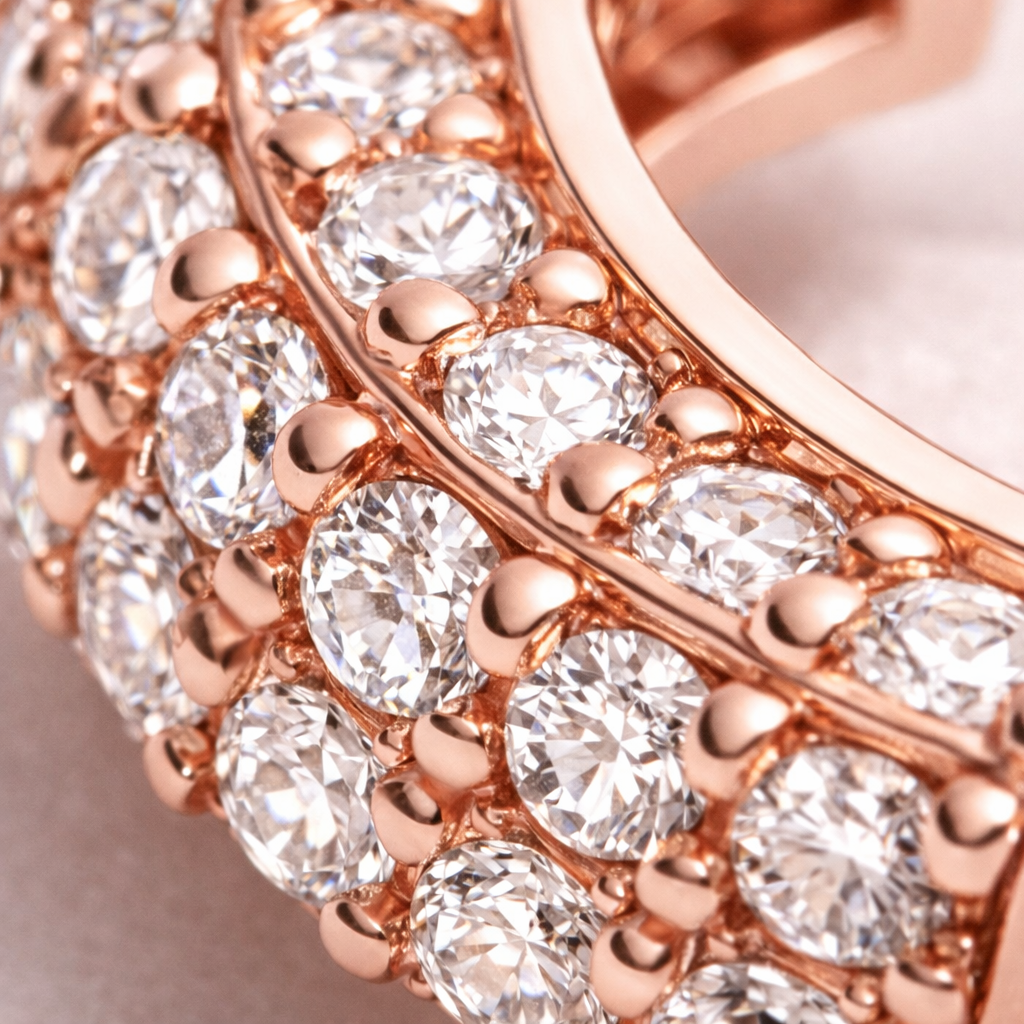 Boucles d’oreilles GOLDEN HOURS – Créoles scintillantes en argent 925 plaqué or rose & zircones lumineuses l Maison Aureus