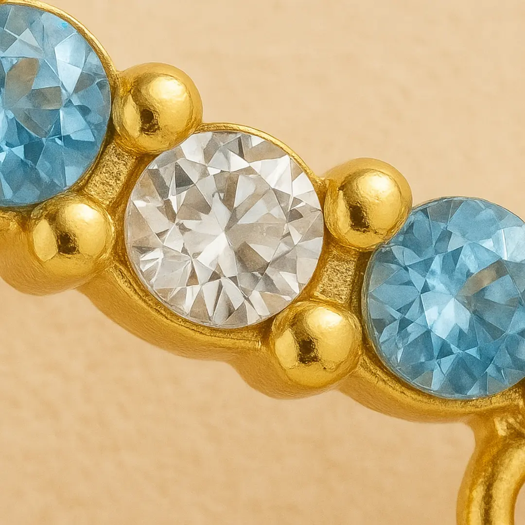 Piercing NAÏA – Argent 925 plaqué or 18K & zirconiums aigue-marine