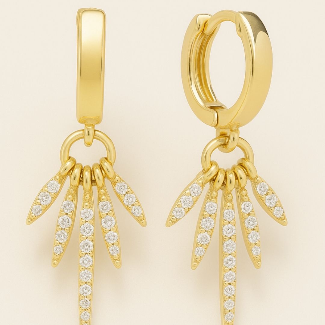 Boucles d’oreilles CARPO – Créoles soleil en argent 925 plaqué or 18K, zircone luxe