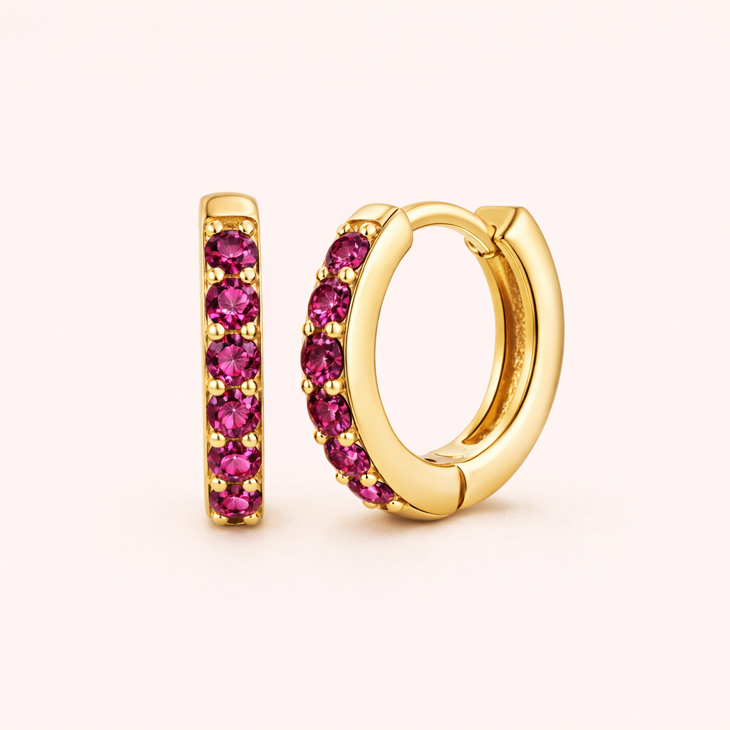 Boucles d’oreilles BURN ME – Plaqué or 18K ou argent 925 & zircone rubis | Maison Aureus