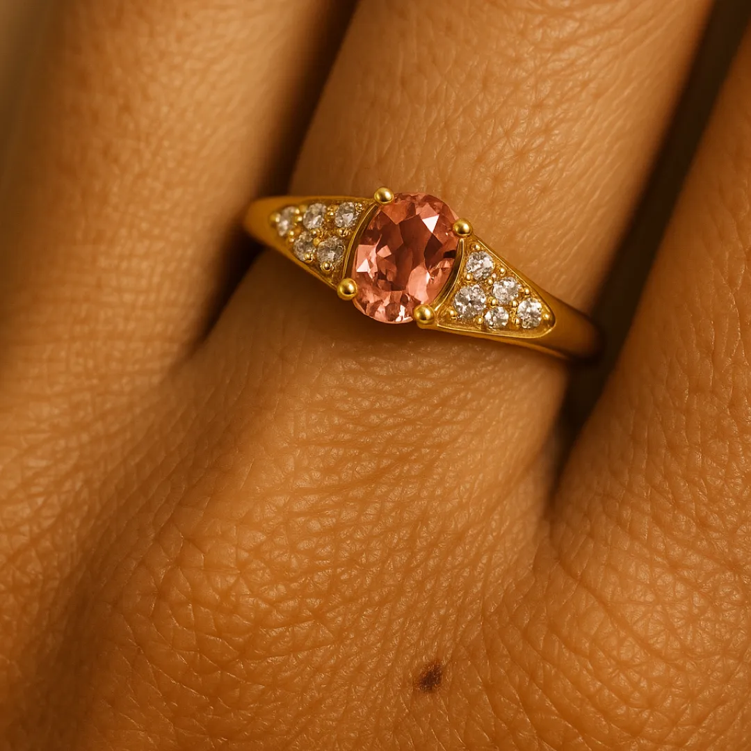 Bague JUANA – Argent 925 doré & Diaspore créée changeante