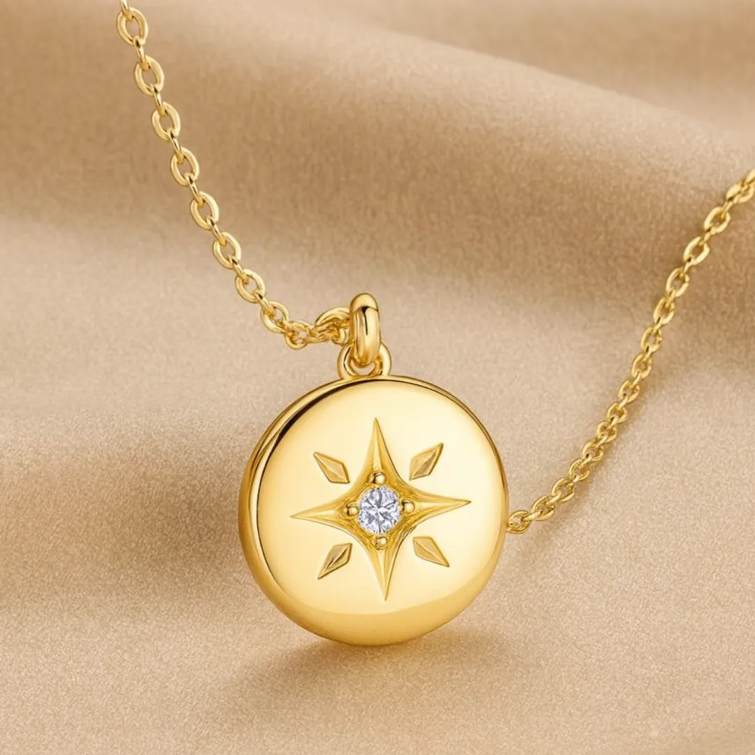 Collier ASTRAE – Moissanite & Argent 925 plaqué or 14K