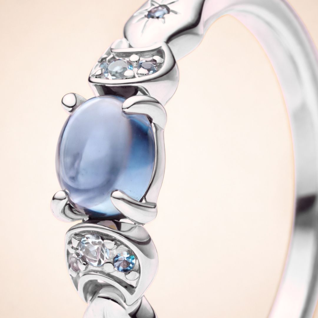 Bague KASSIOPI – Argent 925 doré à l’or fin & zircone céleste | Maison Aureus