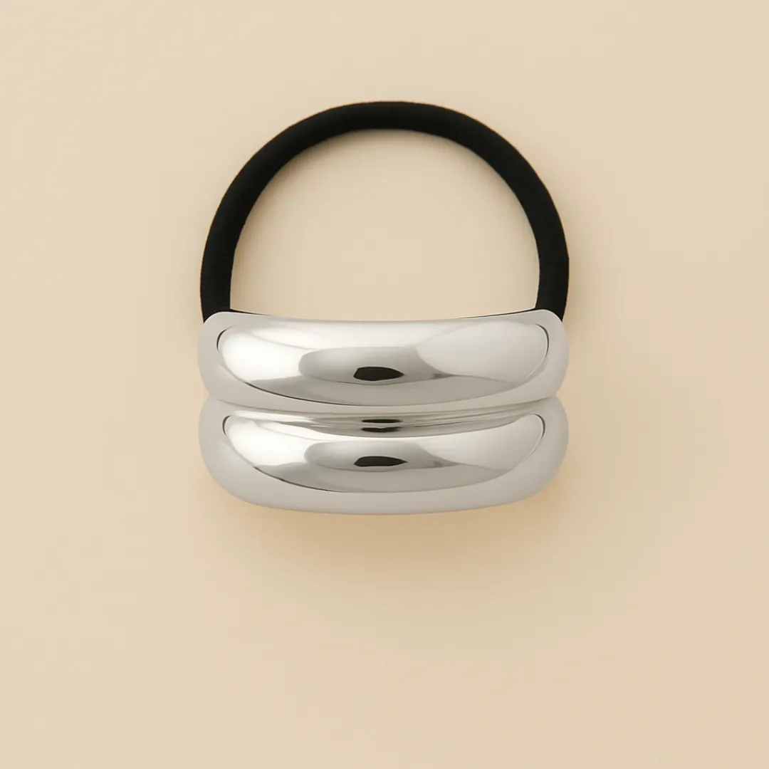 Élastique DUO JADE – Attache cheveux dorée ou argentée effet bijou vintage