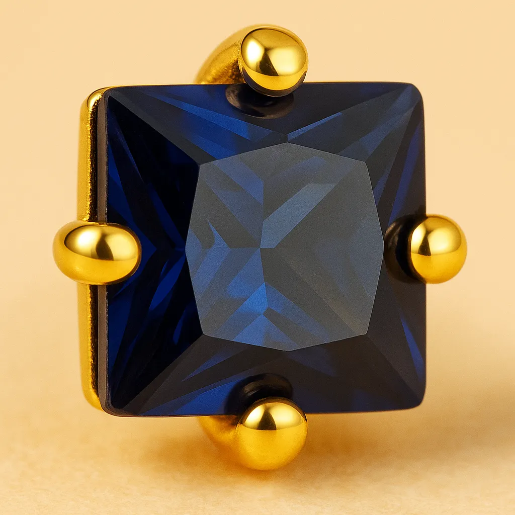 Piercing ABYSSAL – Argent 925 doré à l’or fin & zirconium bleu saphir