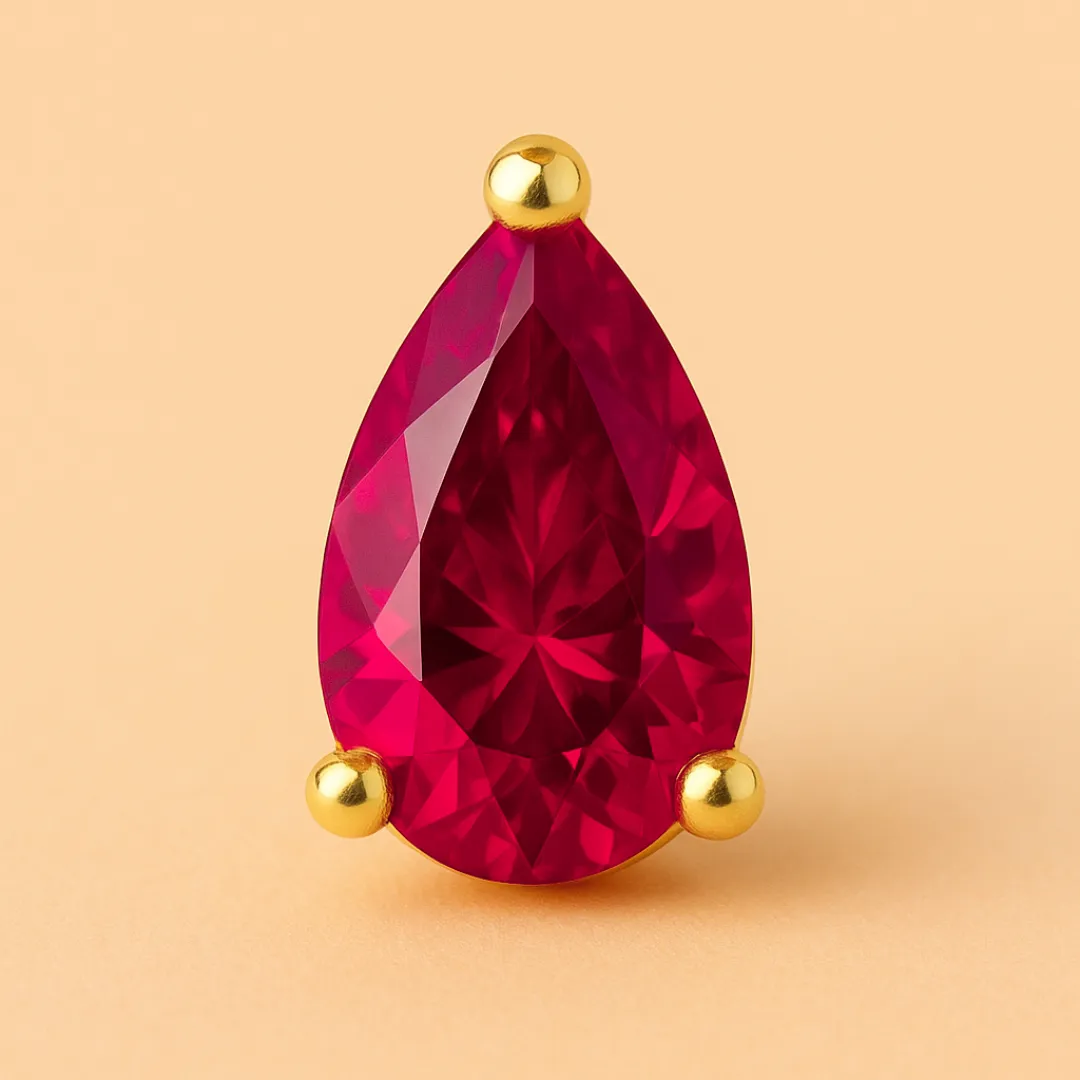 Boucles d’oreilles Hello Darling – Plaqué or 18K & Argent 925, Rubis de synthèse