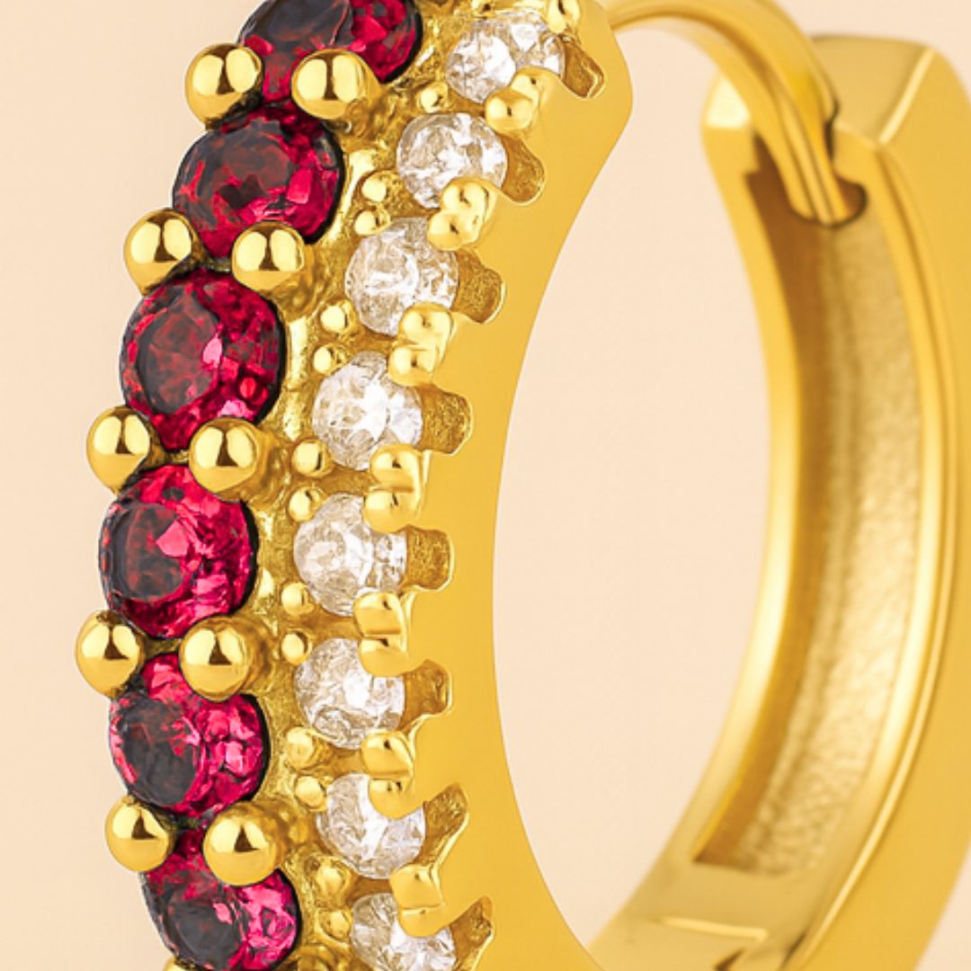 Boucles d’oreilles SOFIA – Argent 925 plaqué or 18K & pavage de grenats de synthèse AAA+ | Maison Aureus